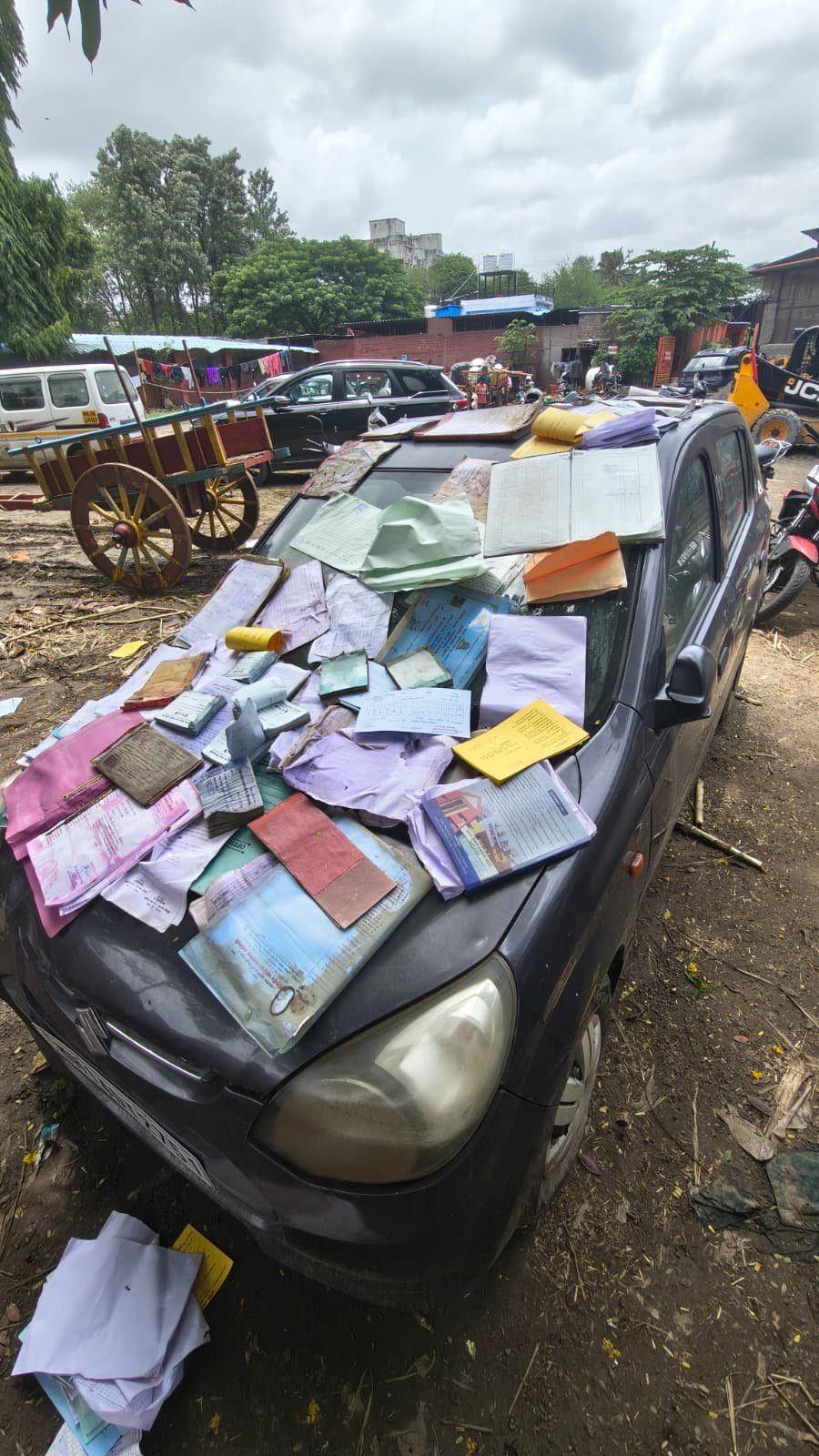 Student records laid out to dry after the water receded